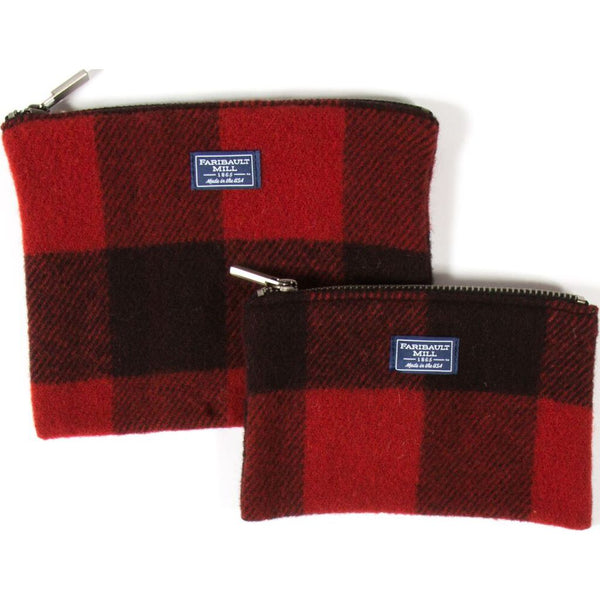Faribault Buffalo Check Large Pouch | Red/Black - BABCRD1614