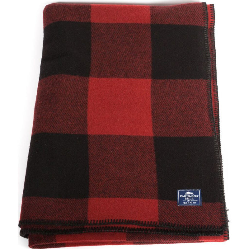 Faribault Oversized Buffalo Check Wool Blanket | Red/Black