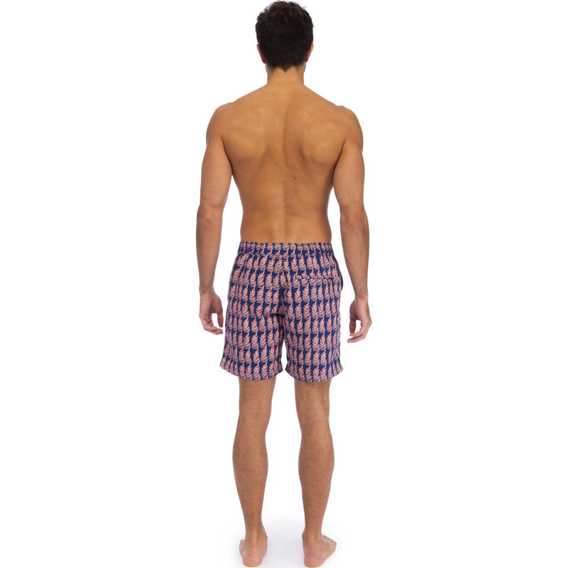 Tom & Teddy Men's Fern Swim Trunk | Navy & Pink / S