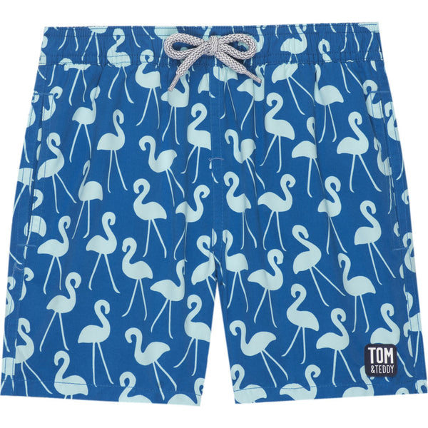 Tom & Teddy Boy's Flamingo Swim Trunk | Sky Blue / 11-12