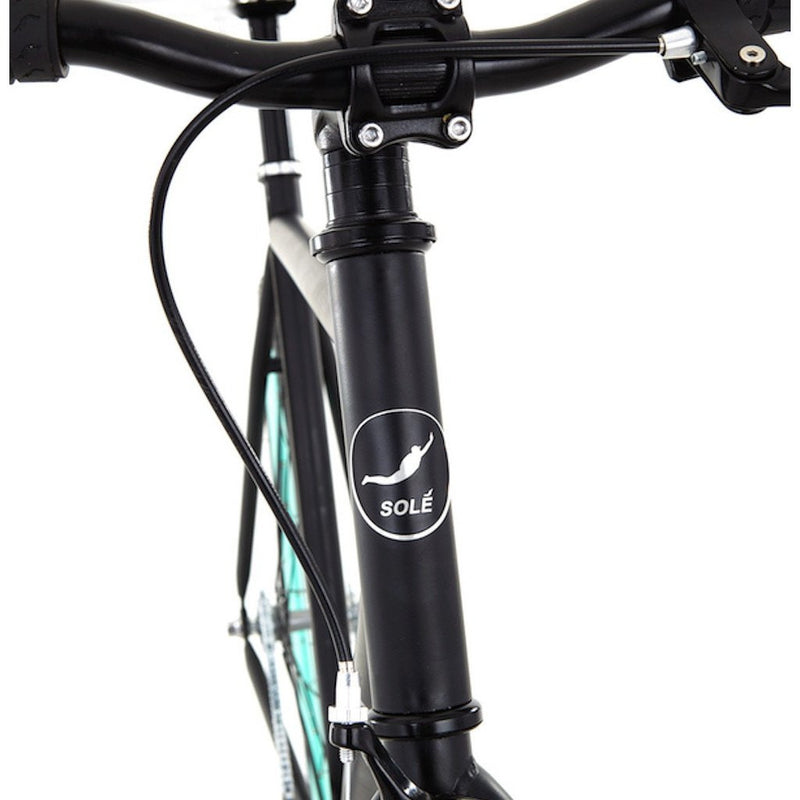 Sole Bicycles Foamside Fixed Single Speed Bike | Matte Black Frame/Seafoam Green Rims Sole 054-55
