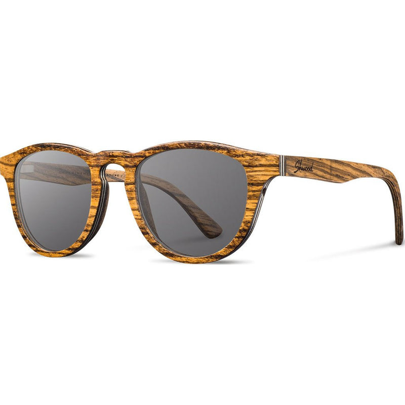 Shwood Francis Wood Sunglasses | Zebrawood - Grey Polarized WOFZGP