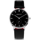 Rossling & Co. Classic 40mm Rogart Leather Watch | Silver/Black/Black- RO-001-023