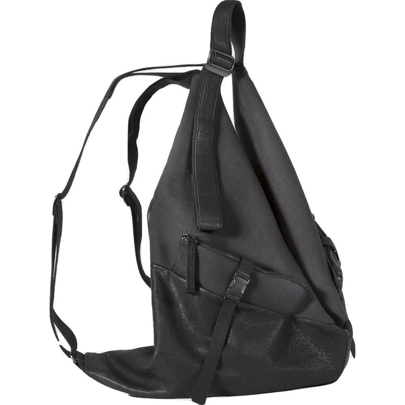 Cote&Ciel Ganges Alias Split Cowhide Leather Medium Backpack | Agate Black/Charcoal Canvas 28373