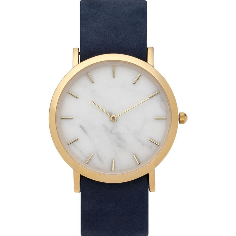 Analog Classic Genuine White Marble Watch | Navy Strap GN-CW
