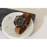 Analog Mason Genuine Black Marble Hex Watch | Tan Strap gt-bx