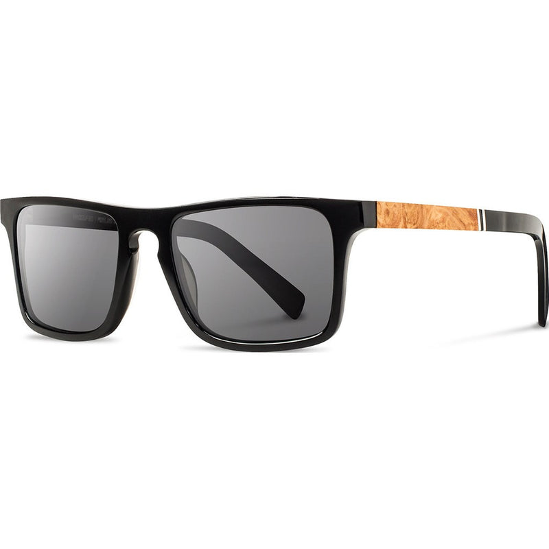 Shwood Govy 2 Acetate Sunglasses | Black & Maple Burl / Grey Polarized WAGBMAGP