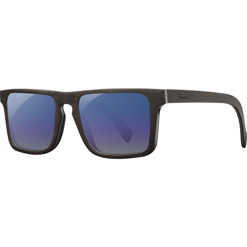 Shwood Govy 2 Wood Sunglasses | Dark Walnut / Blue Flash Polarized-WOG2DWB3P
