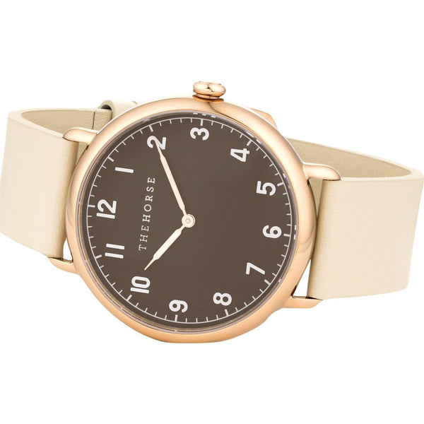 The Horse Polished Rose Gold Watch | Chocolate/Ivory H8