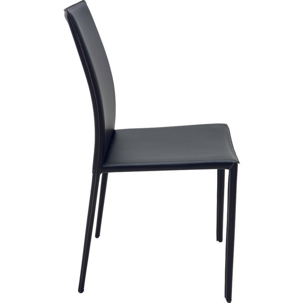 Nuevo Sienna Dining Chair | Black Leather & Contrast Stitching