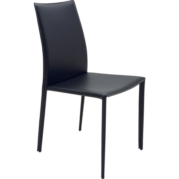 Nuevo Sienna Dining Chair | Black Leather & Contrast Stitching