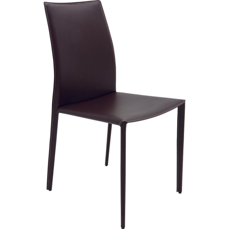 Nuevo Sienna Dining Chair | Brown Leather & Contrast Stitching