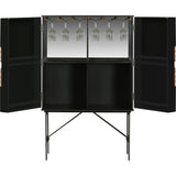 Nuevo Swell Bar Cabinet | Black / Walnut / Metal Base HGPM107