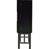 Nuevo Swell Bar Cabinet | Black / Walnut / Metal Base HGPM107