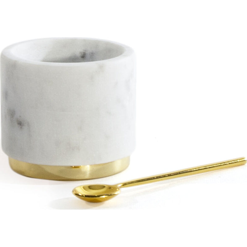 Hawkins New York Mara Marble Sugar & Salt Dish | White/Brass