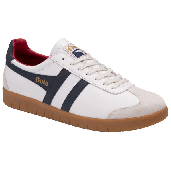 Gola Men's Hurricane Leather Sneaker | White/Navy/Deep Red/Gum