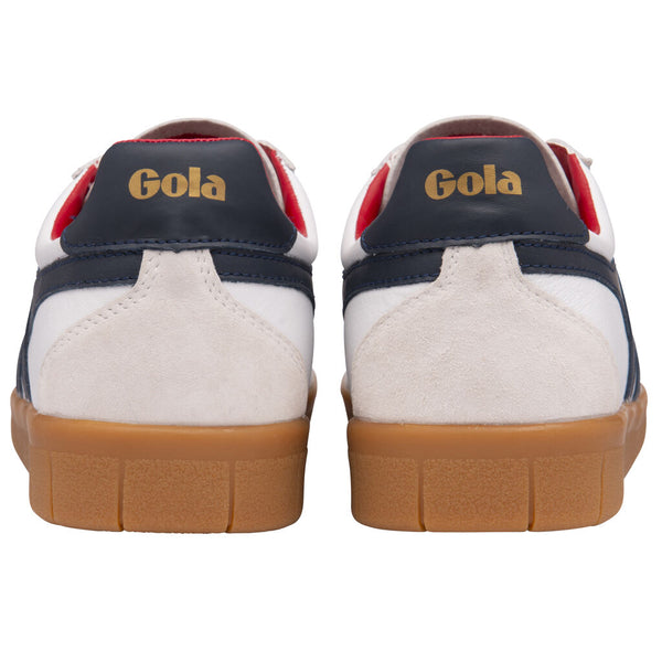 Gola Men's Hurricane Leather Sneaker | White/Navy/Deep Red/Gum