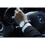 Hygge 2203 Silver Watch | Black Leather