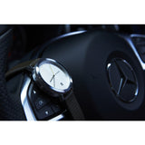 Hygge 2203 Silver Watch | Black Leather