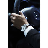 Hygge 2203 Silver Watch | Black Leather