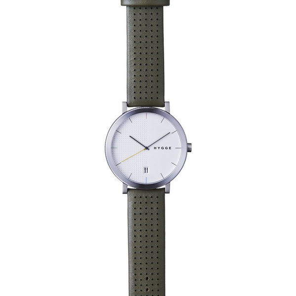 Hygge 2203 Silver Watch | Khaki Leather MSL2203C(KA)