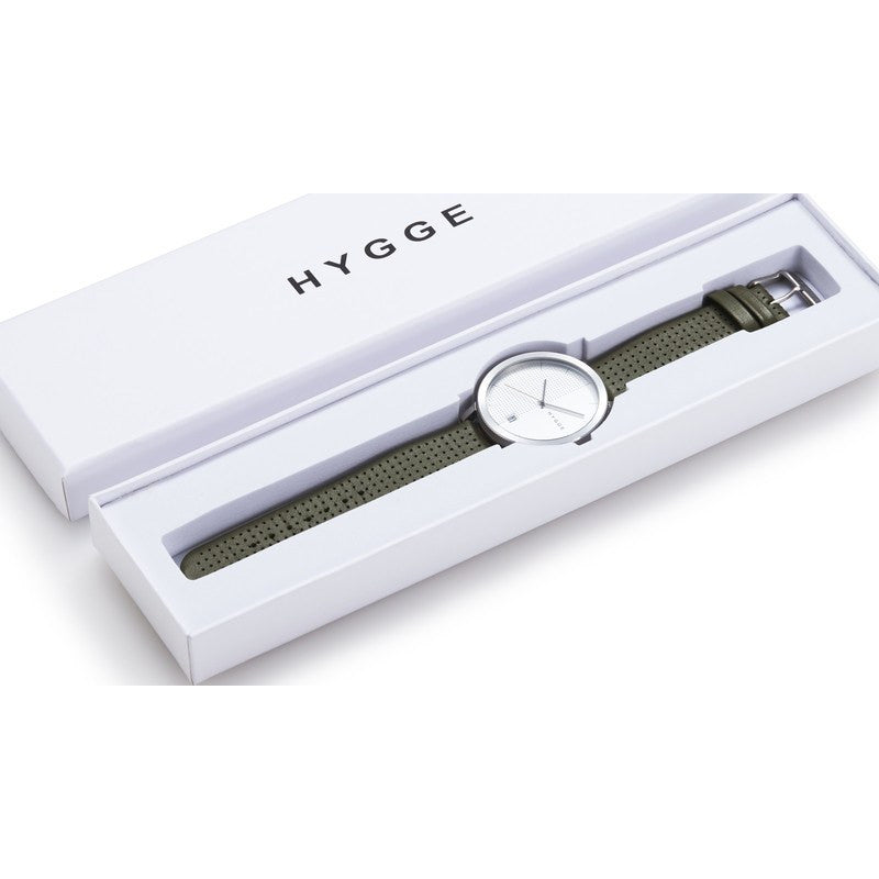 Hygge 2203 Silver Watch | Khaki Leather MSL2203C(KA)