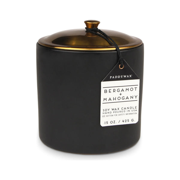 Paddywax Hygge 3 Wick Candle in Ceramic Vessel | Bergamot + Mohogany HY18