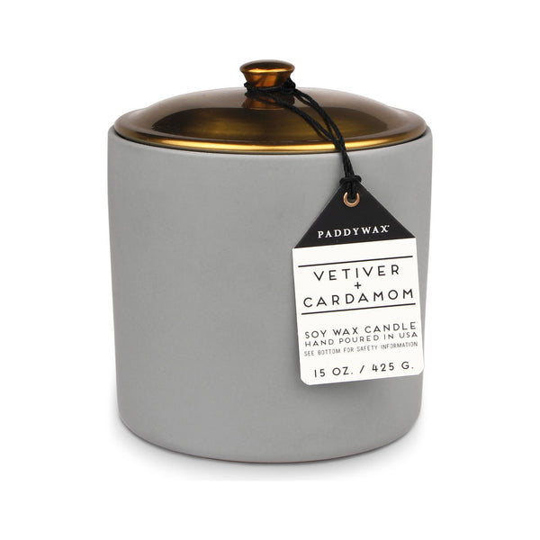 Paddywax Hygge 3 Wick Candle in Ceramic Vessel | Vetiver + Cardamom HY19