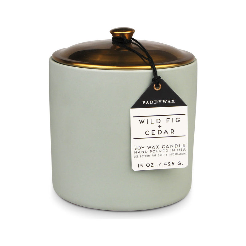 Paddywax Hygge 3 Wick Candle in Ceramic Vessel | Wild Fig + Cedar HY15