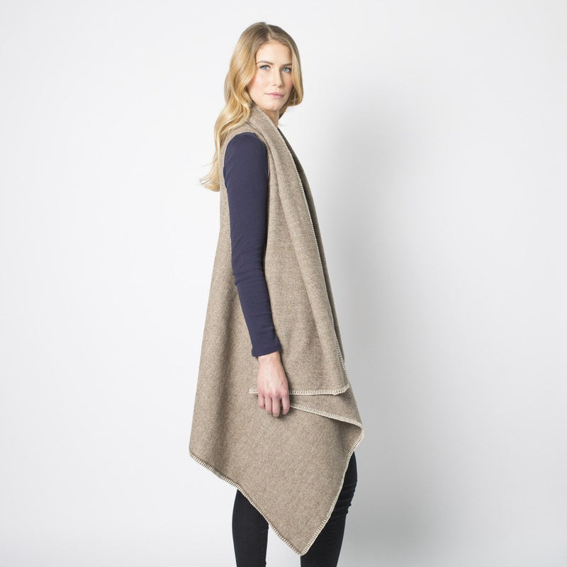 Faribault Women's Herringbone Wool Blanket Vest | Mahogany 14848 One Size