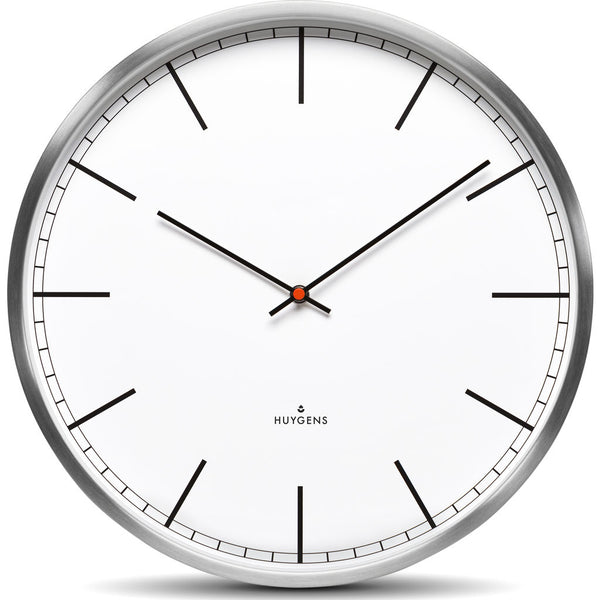 Huygens One25 White Index Wall Clock | Stainless Steel HU10001