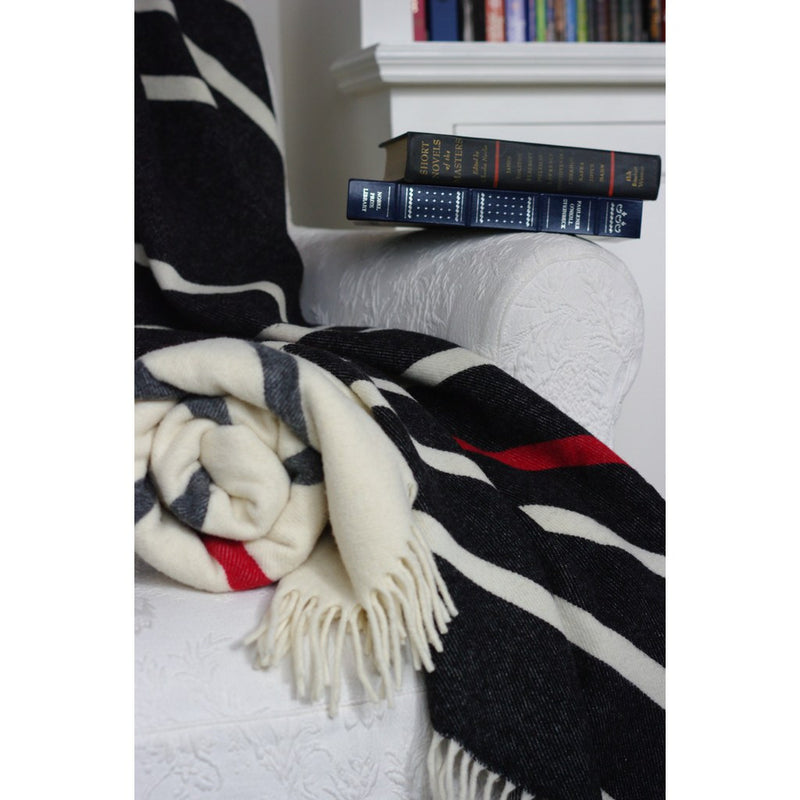 Faribault Nisswa Stripe Wool Throw | Black 12189 50x72
