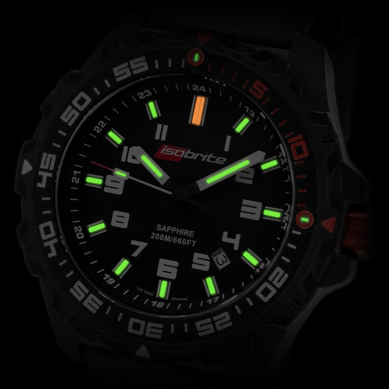 Isobrite Valor ISO100-PU T100 Black-Green Watch | Black Polyurethane