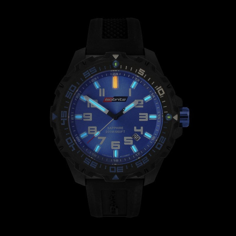 Isobrite T100 Valor Polycarbonate Men's Watch Black-Blue | Silicone ISO301