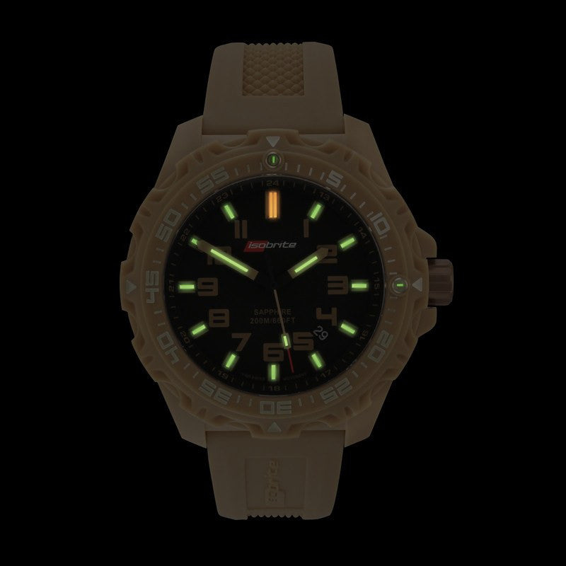 Isobrite T100 Valor Polycarbonate Men's Watch Tan-Black | Silicone ISO304