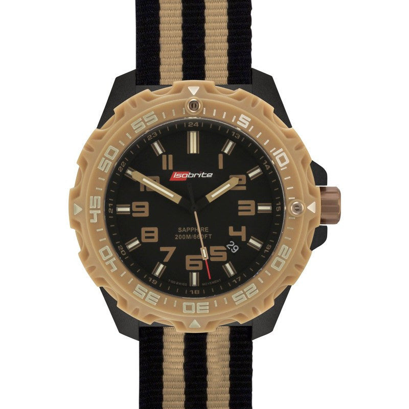 Isobrite T100 Limited Concept Men's Watch Tan-Black | Nylon ISO304NTT