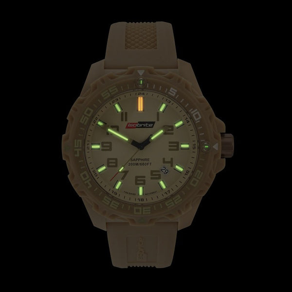 Isobrite T100 Valor Polycarbonate Men's Watch Tan-Green | Silicone ISO305
