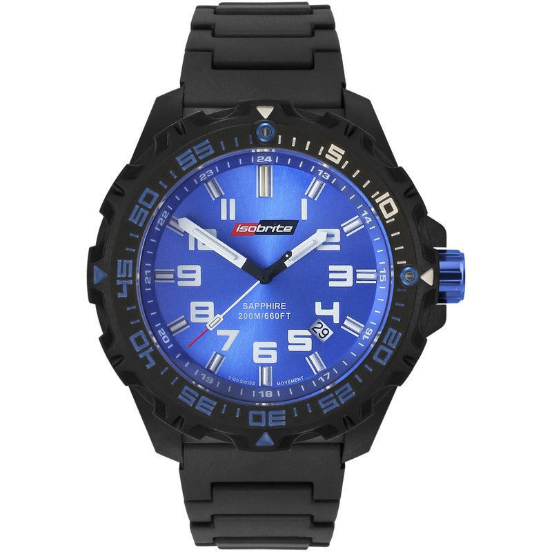 Isobrite T100 Valor Polycarbonate Men's Watch Black-Blue | Polyurethane ISO311