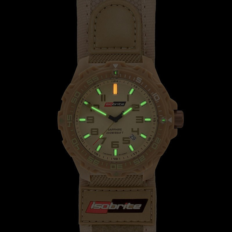 Isobrite T100 Valor Polycarbonate Men's Watch Tan-Green | Nylon ISO317