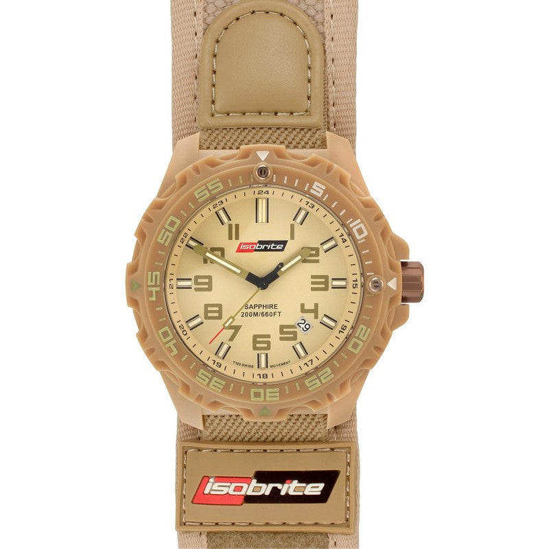 Isobrite T100 Valor Polycarbonate Men's Watch Tan-Green | Nylon ISO315