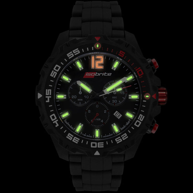 Isobrite Valor Series ISO421 Black Chronograph Watch | Rubber Band