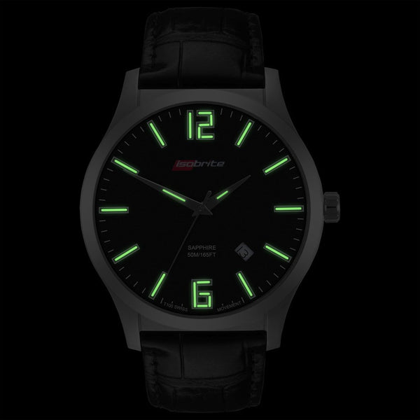 Isobrite Grand Slimline ISO902 Black Watch | Leather