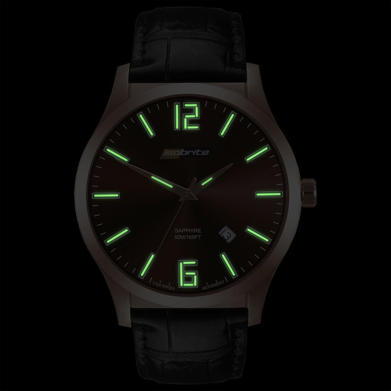Isobrite Grand Slimline ISO904 Brown Watch | Leather