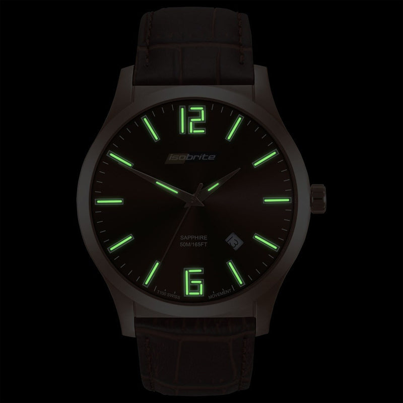 Isobrite Grand Slimline ISO905 Brown Watch | Leather