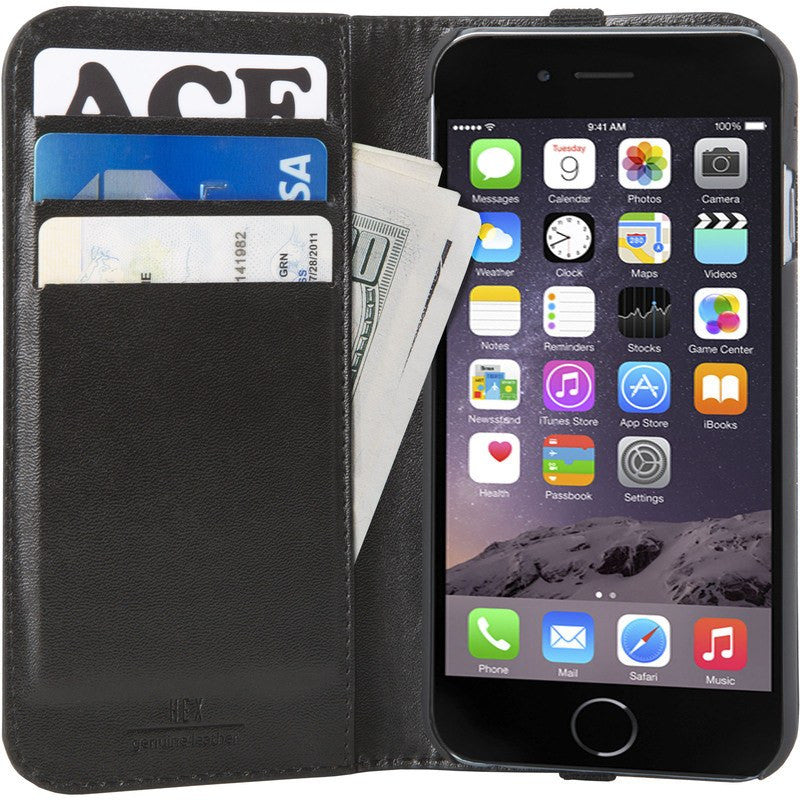Hex Icon Wallet for iPhone 6 Black Pebbled Leather | HX1750 BLCK