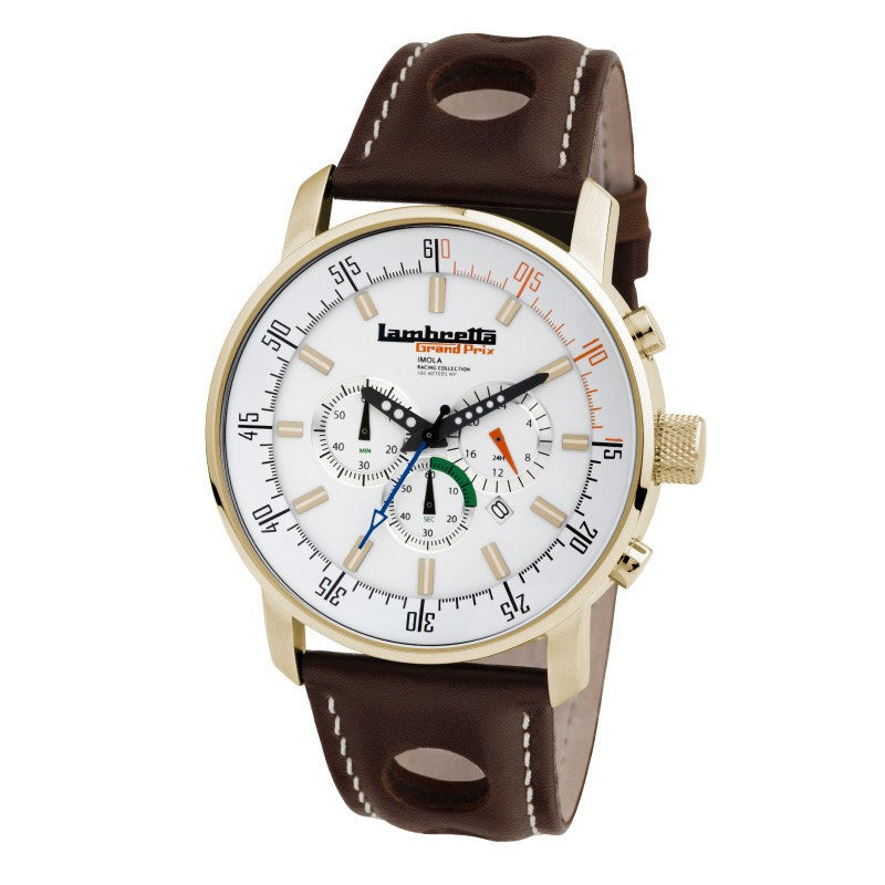 Lambretta Imola Gold/White Watch Leather 2190WHI – Sportique