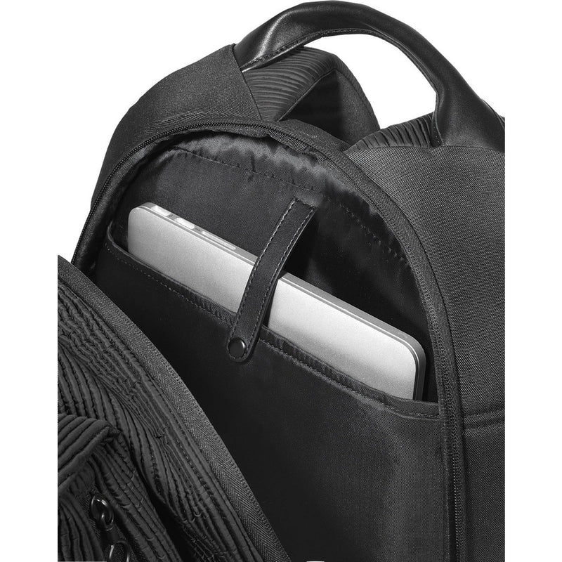 Cote&Ciel Isar Small Furrowed Nylon Backpack | Powder Black 28483