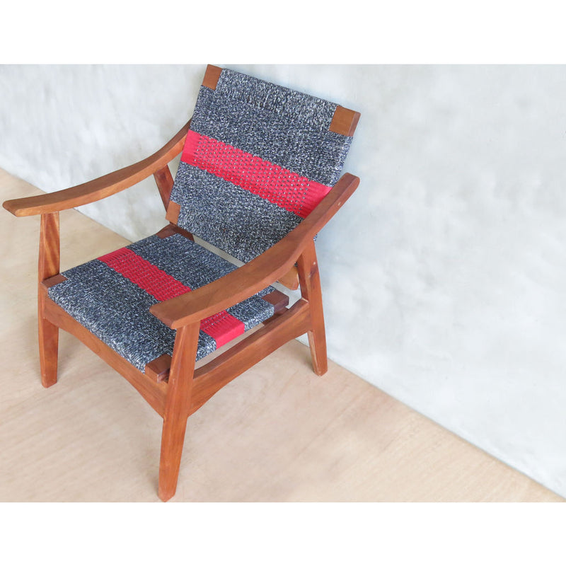 Masaya & Company Izapa Arm Chair Royal Mahogany/Granito Manila with Red Stripe 