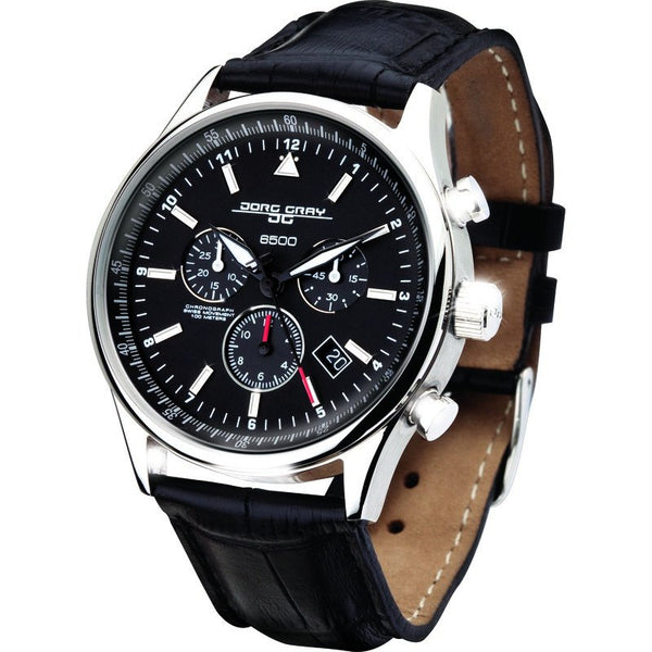 Jorg Gray JG6500-44 Black Chronograph Men's Watch | Leather