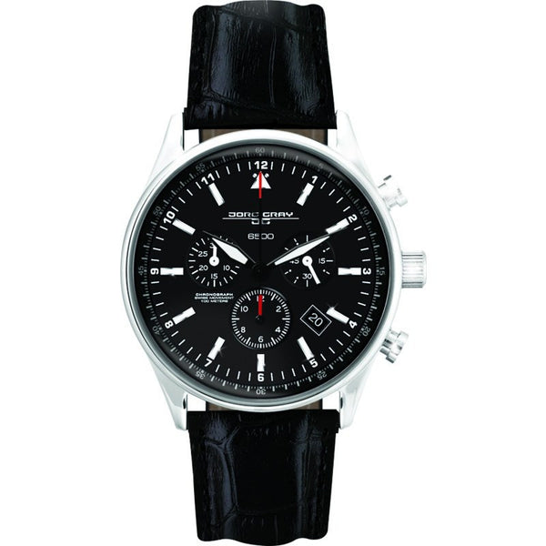 Jorg Gray JG6500-44 Black Chronograph Men's Watch | Leather